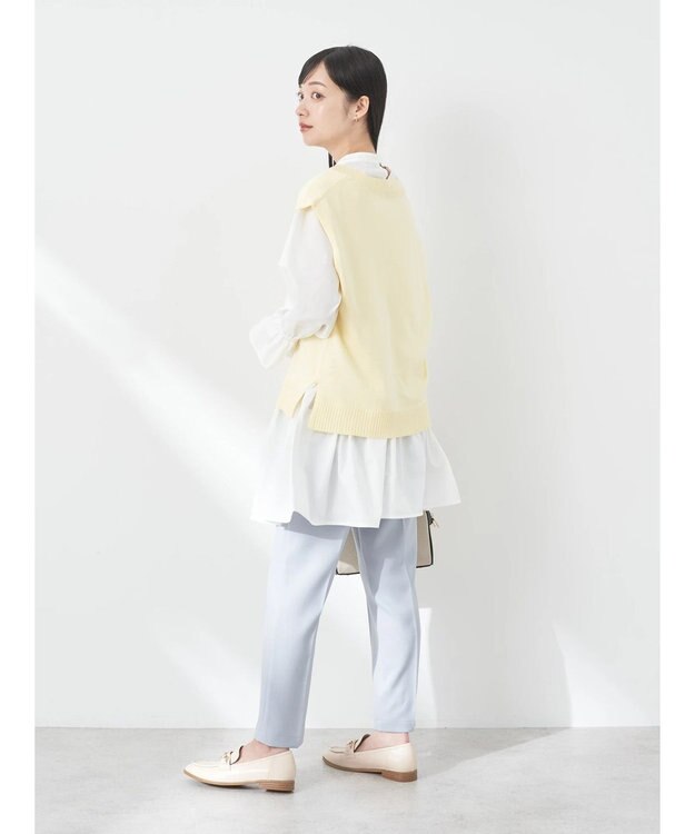 earth music&ecology ＳＥＴ２点Ｖネックベスト＋スタンドカラーチュニック Ivory