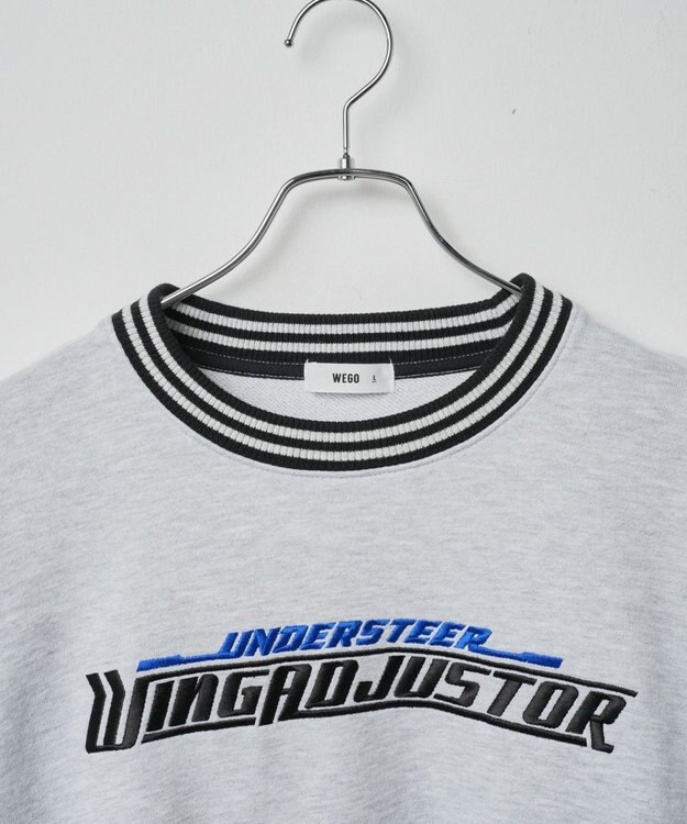 WEGO ヘビーウエイト刺繍バイカラープルオーバー グレー