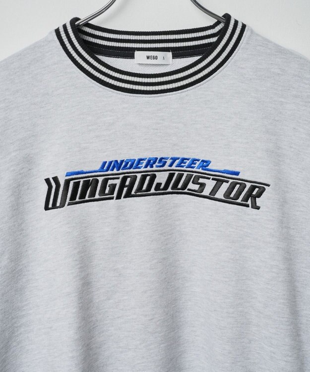 WEGO ヘビーウエイト刺繍バイカラープルオーバー グレー