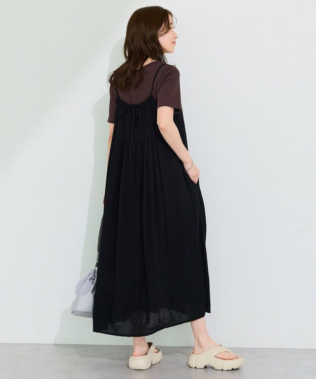 Green Parks レーヨンクレープキャミワンピース Black