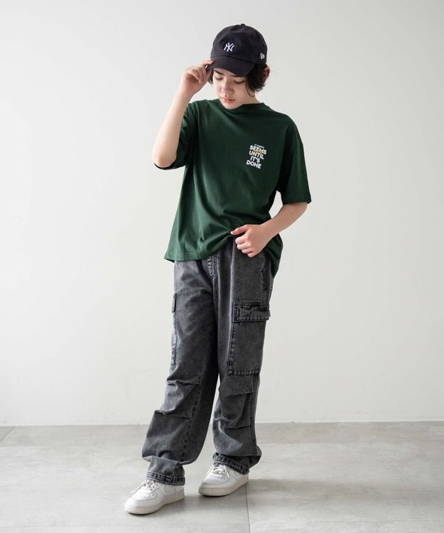 WEGO 【KIDS/150cm/160cm/ウエストゴム】デニムイージーカーゴパンツ（JUNIOR） デニムブラックソノタ