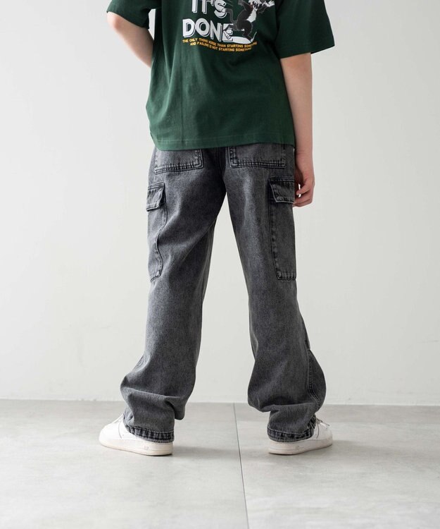 WEGO 【KIDS/150cm/160cm/ウエストゴム】デニムイージーカーゴパンツ（JUNIOR） デニムブラックソノタ