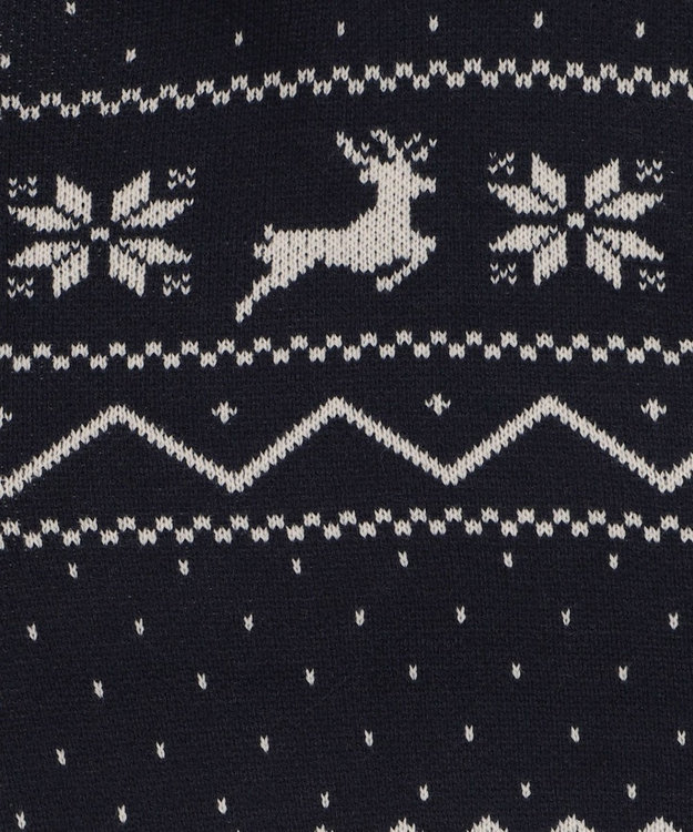 WEGO ノルディック柄ハーフジップニット ネイビー