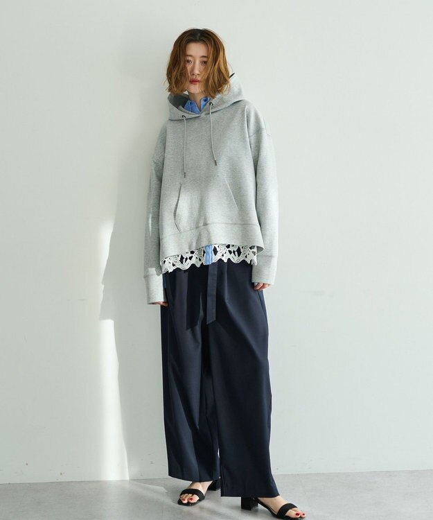 YECCA VECCA レースヘムロングシャツ Stripe