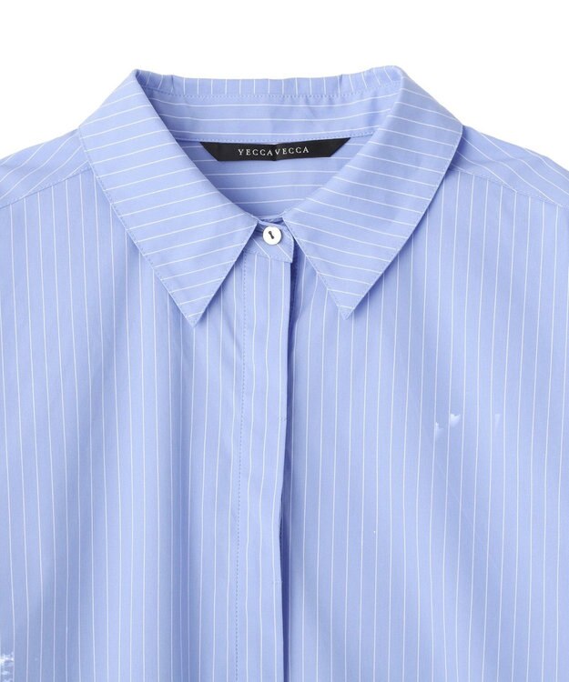 YECCA VECCA レースヘムロングシャツ Stripe