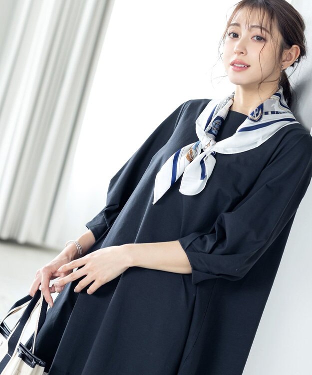 Tiaclasse L 【洗える】大人可愛いバックフレアカットチュニック ネイビー