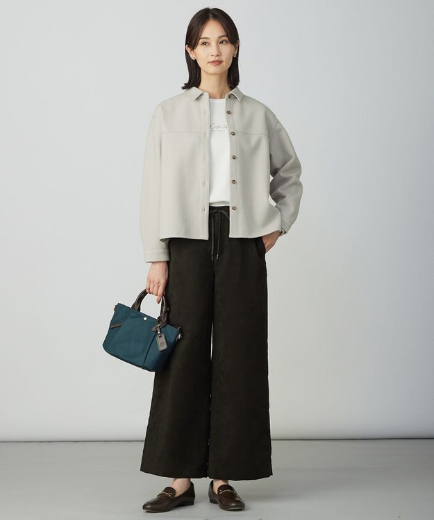 J.PRESS LADIES L マイクロライトスエード ワイド パンツ ダークブラウン系