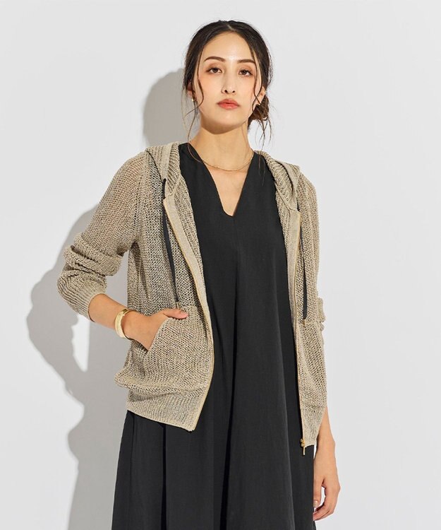 BEIGE， OPTICAL / ニットパーカー Flax