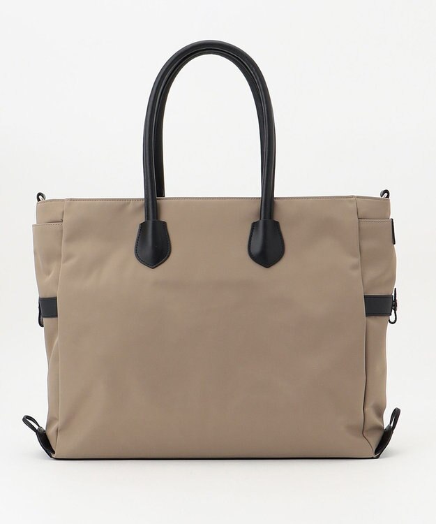 Y'SACCS ナイロン×リサイクルレザー　ホック2WAYトート　Mサイズ グレージュ