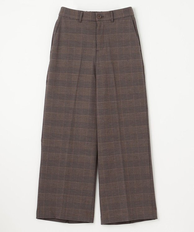 ANY 【ウエストゴム/リントラク加工/裏起毛/ストレッチ】シークレットウォーム　ワイドパンツ ブラウンチェック