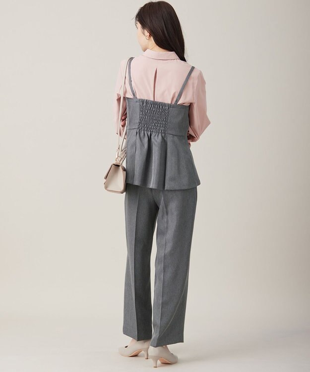 ANY SIS L 【洗える】ビスチェ & ワイドパンツ セット グレー