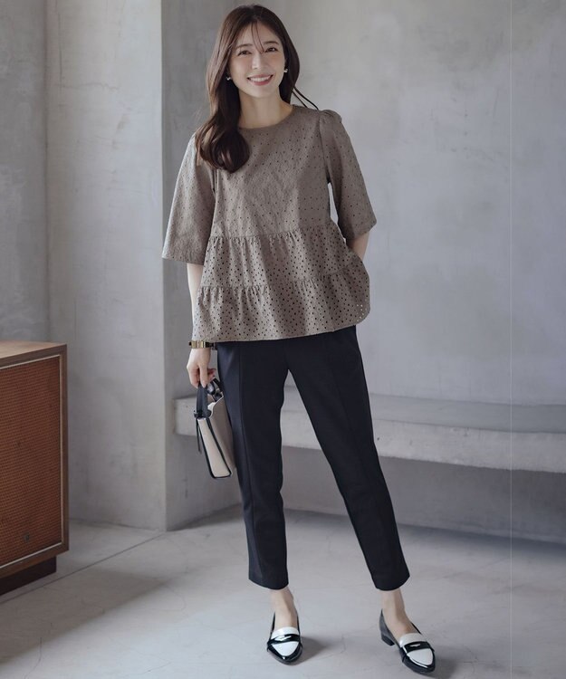 組曲 【新色追加】エンブロイダリーレースフリル ブラウス モカグレー系9