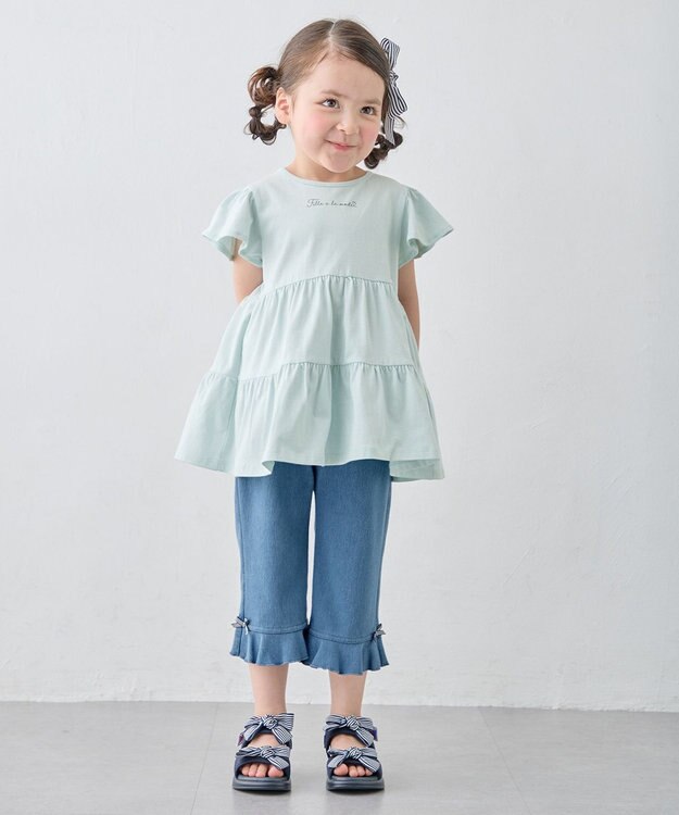 ANY KIDS 【綿100%/接触冷感】ひんやり ティアードチュニック ミント