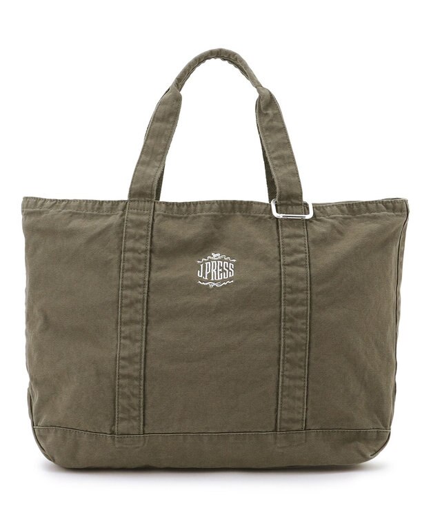 J.PRESS MEN コットンキャンバス オーバルトートバッグ カーキ系