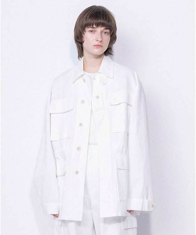 NAVE 【ReNAVE・セットアップ可/洗える】コットンリネンカルゼ ジャケット ホワイト系