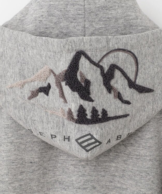 JOSEPH ABBOUD MOUNTAIN 【UNISEX】OGパイルエンブロイダイリー パーカー ライトグレー系