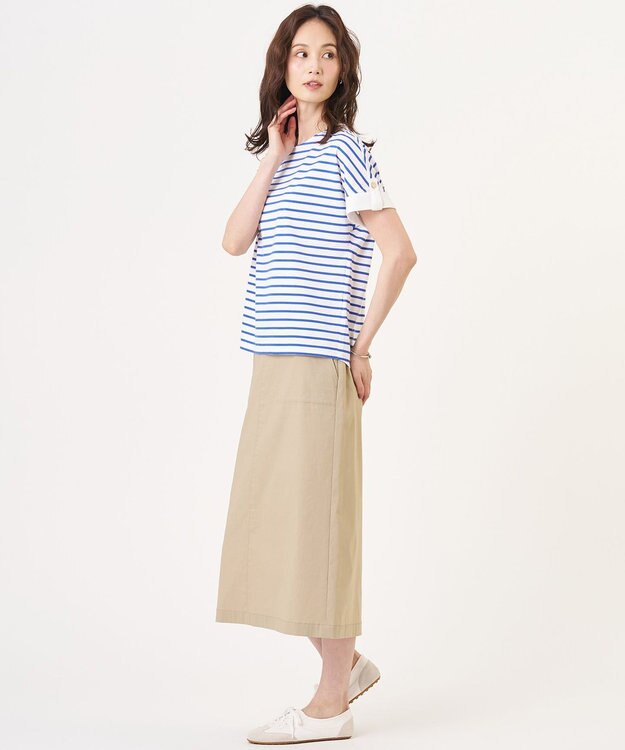 J.PRESS LADIES S 【一枚で着映え】バイカラーボーダー クルーネック カットソー ブルー系