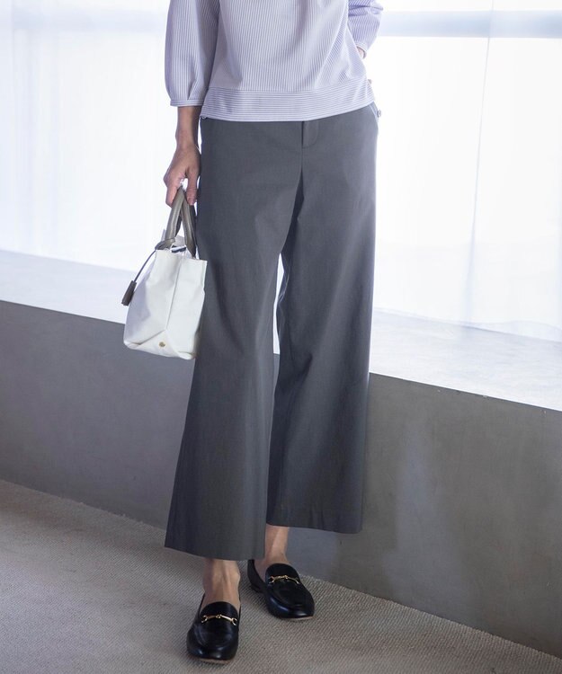  【洗える・セットアップ対応】セルロースリネンストレッチ セミワイド パンツ