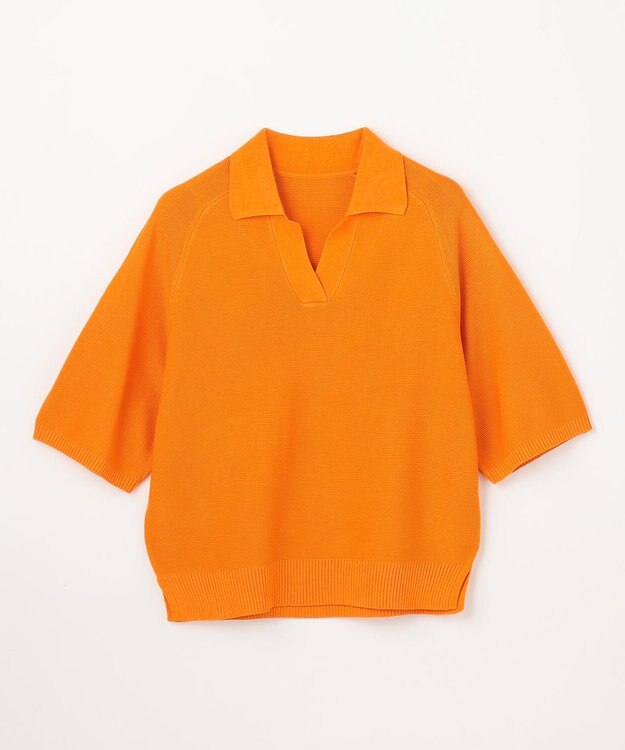 ANY L アクリルガーターポロ衿ニット マリーゴールド
