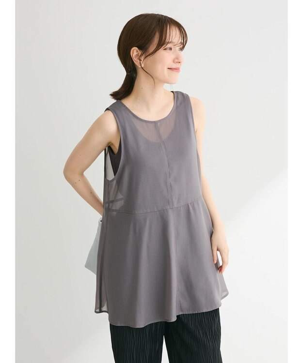 Green Parks ・ＥＬＥＮＣＡＲＥ　ＤＵＥオーガンジーノースリチュニック Charcoal Gray
