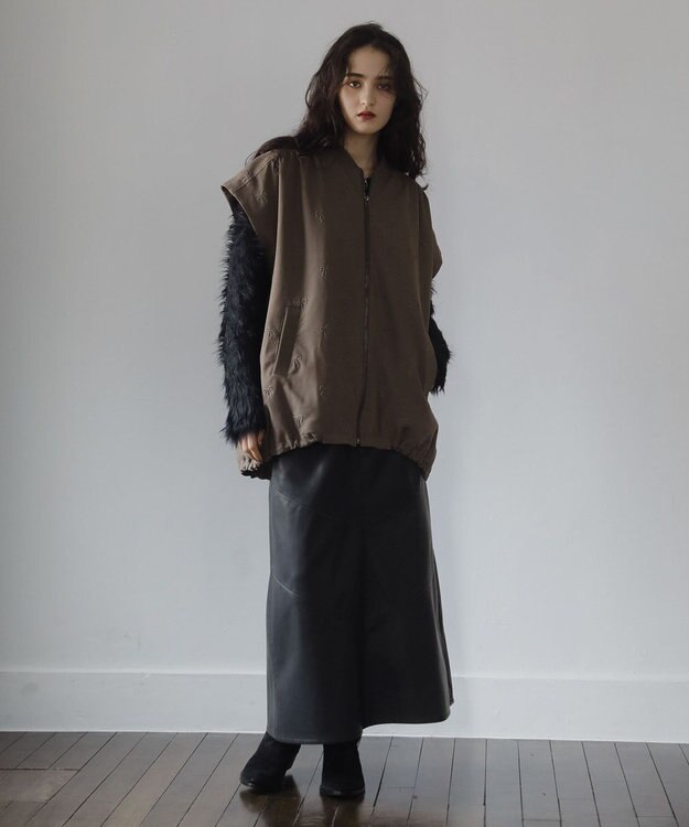 Green Parks ■ESCAR ヴィンテージ調エコレザースカート Black