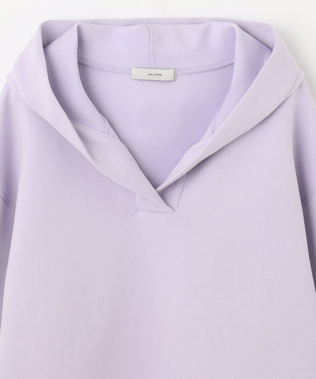 ANY 【洗える】ライトウエイト スリットネックパーカー ラベンダー