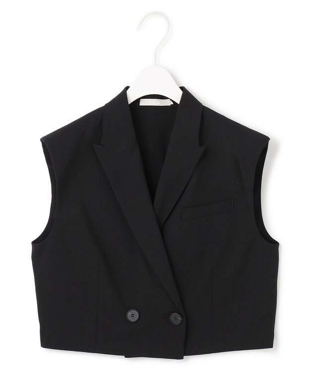 ICB 【接触冷感・UVカット・洗える】 T/Rドライリネン ショートジレ ブラック系