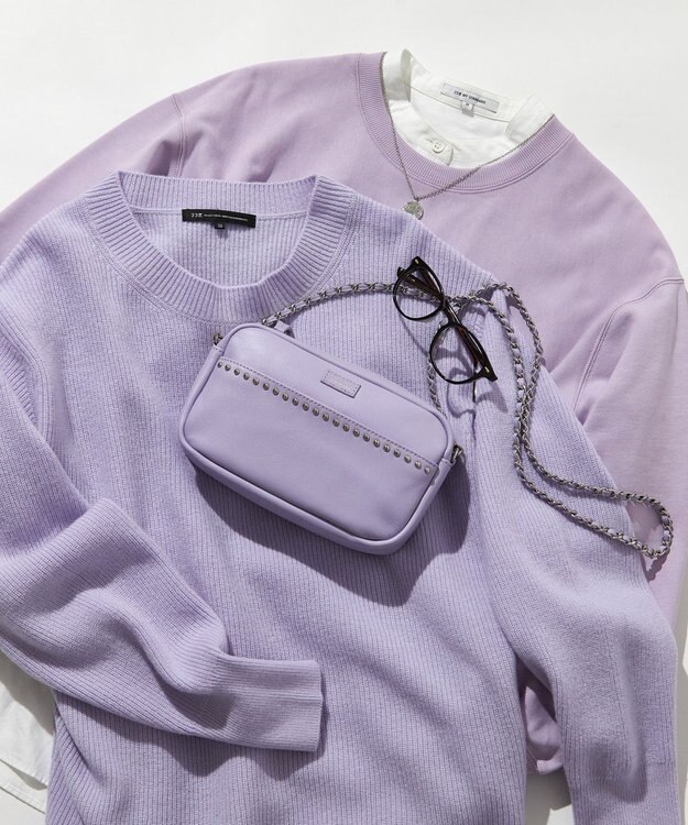 23区 レザー スタッズ ショルダーバッグ ライラック系