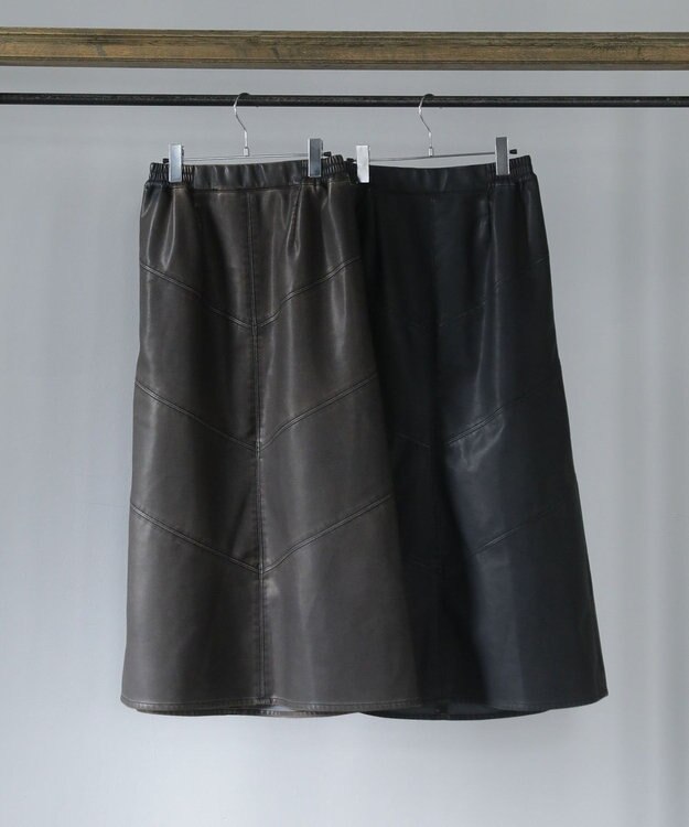 Green Parks ■ESCAR ヴィンテージ調エコレザースカート Black