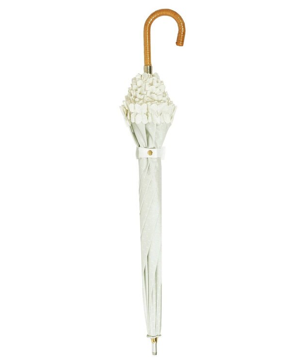 MOONBAT 【晴雨兼用日傘】LANVIN en Bleu (ランバン オン ブルー) 長傘 ドビーフリル 遮光 遮熱 UV オフホワイト（無地）