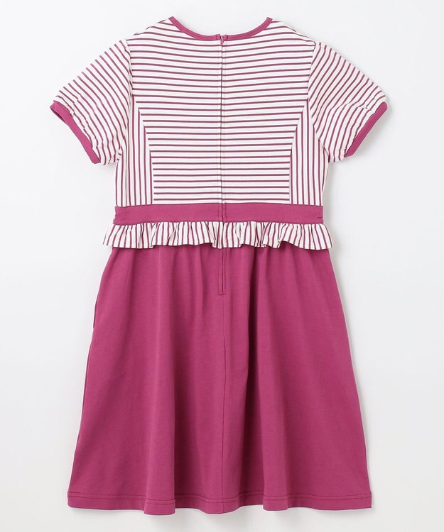 組曲 KIDS 【150-160㎝】マリンボーダー ワンピース ラズベリー
