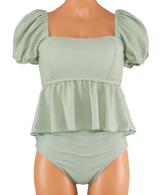 San-ai Resort（三愛水着楽園） 【SALE】パフスリーブビキニ　9M　【San-ai Resort（サンアイリゾート）】 グリーン