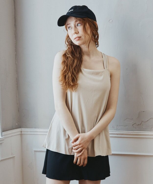 San-ai Resort（三愛水着楽園） WEB限定商品　タンキニキュロパンセット水着　9M・11L　【San-ai Resort（サンアイリゾート）】 ベージュ×ブラック