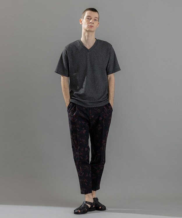 JOSEPH HOMME 新素材【清涼感】メランジクロスジャージー　Vネック半袖カットソー ブラック系