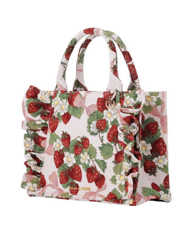 Maison de FLEUR いちごゴブランフロントフリルバッグ Red