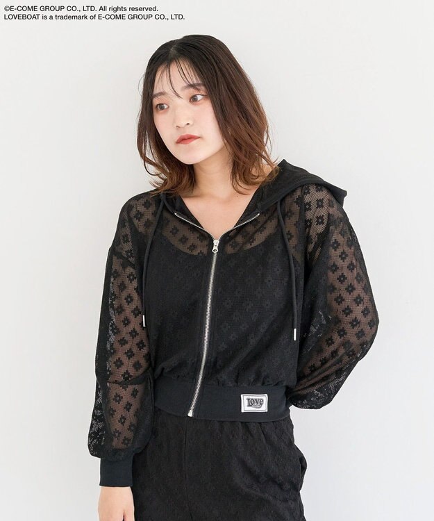 Green Parks ■ＬＯＶＥＢＯＡＴ　フラワーメッシュパーカー Black
