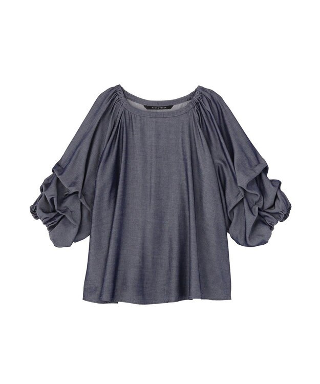YECCA VECCA ホイップスリーブブラウス Navy