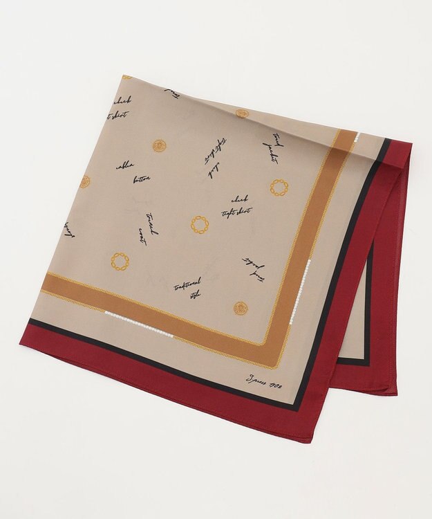 J.PRESS LADIES Vintageプリント スクエア スカーフ ワイン系5