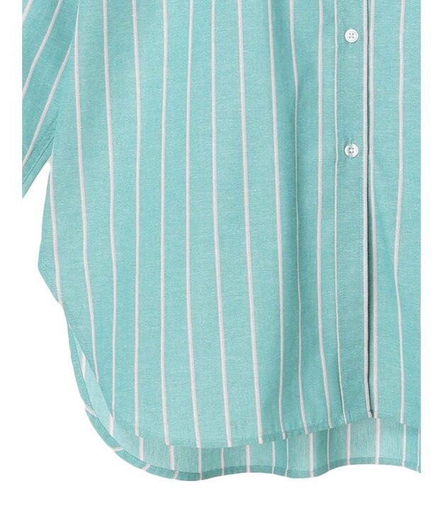 Green Parks 綿麻混オーバーサイズシャツチュニック Stripe Green