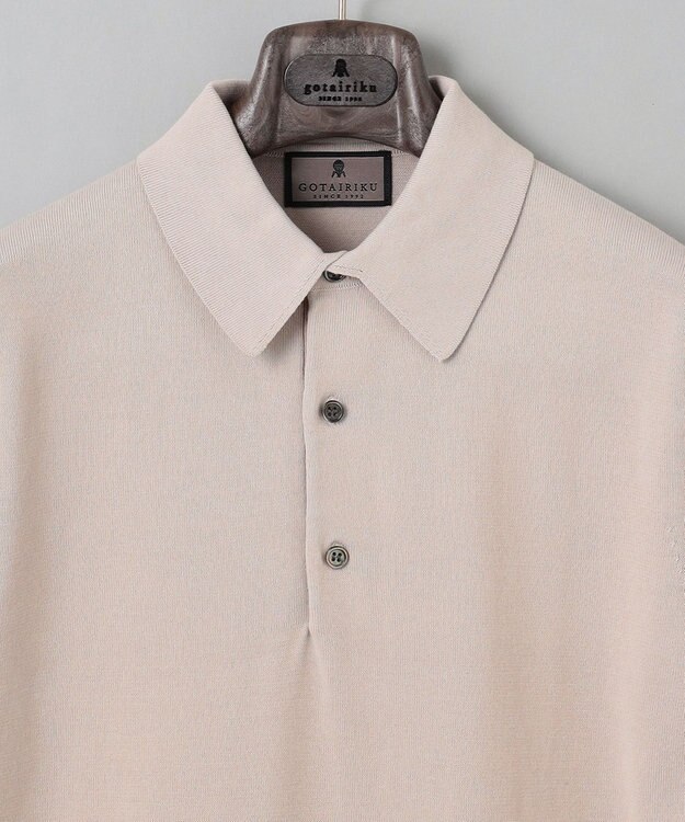 GOTAIRIKU 【洗える】イタリア糸 セットインニットポロ ベージュ系