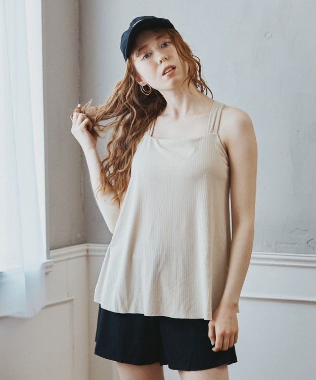 San-ai Resort（三愛水着楽園） WEB限定商品　タンキニキュロパンセット水着　9M・11L　【San-ai Resort（サンアイリゾート）】 ベージュ×ブラック