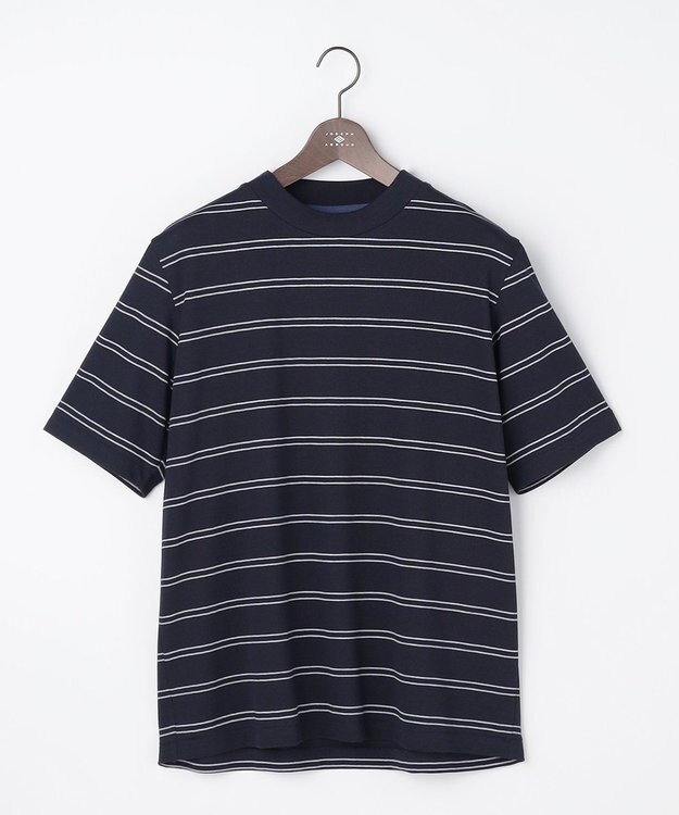 JOSEPH ABBOUD 【エコ素材和紙使用・日本素材を日本縫製 ・軽量・通気性】和紙フライスボーダーＴシャツ ネイビー系2