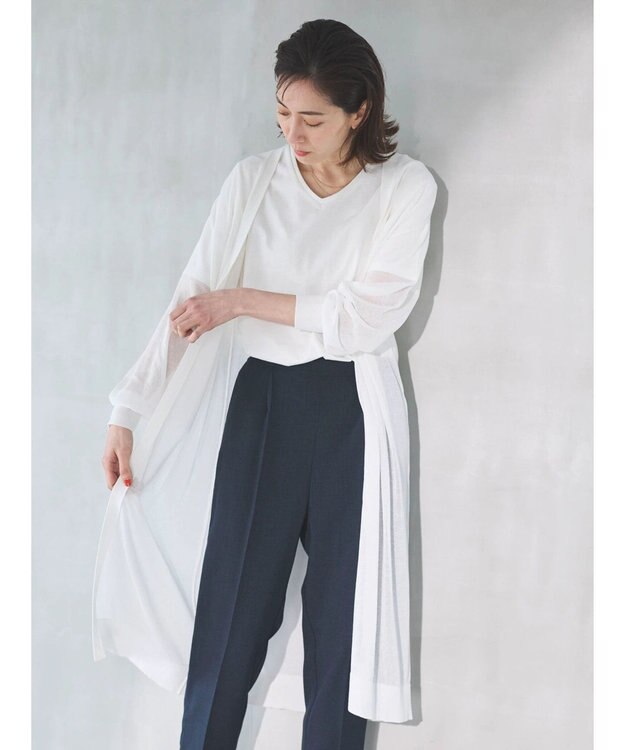 Green Parks 接触冷感ロング丈カーデ White