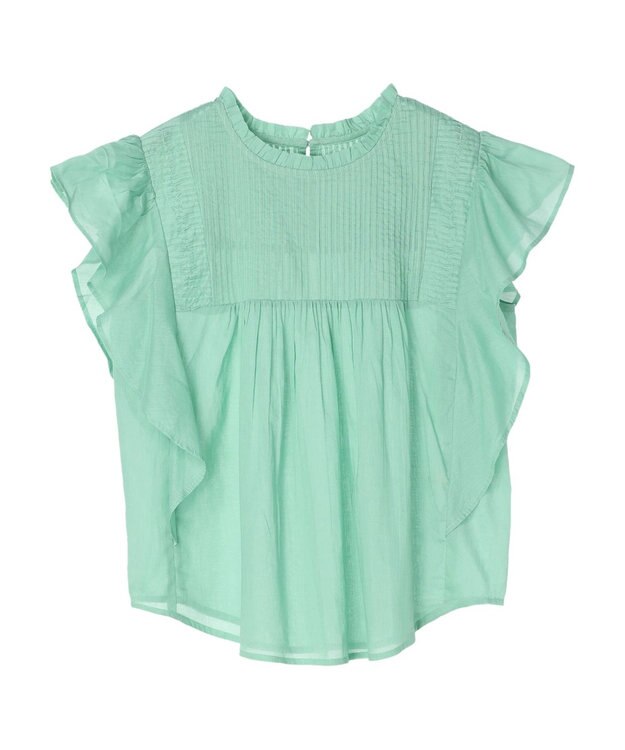 earth music&ecology コットンボイルフリルブラウス Mint