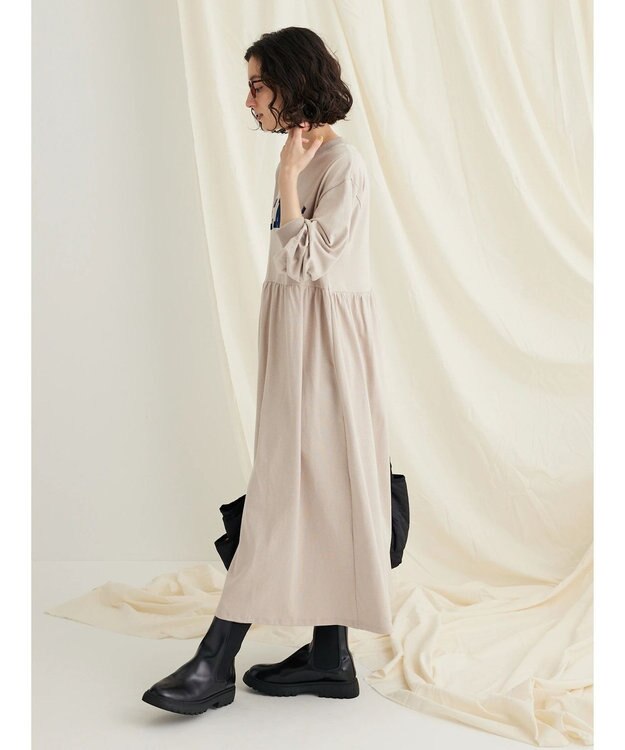 CRAFT STANDARD BOUTIQUE ウ゛ィンテージ風天竺　フロッキークラックＰＴ　ＯＰ　 Gray Beige