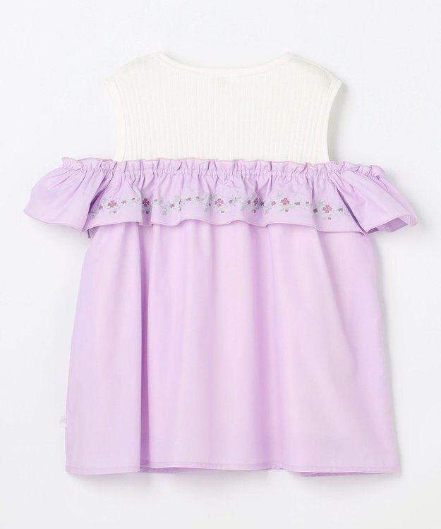 組曲 KIDS  【90-100㎝】 クロスステッチオフショルトップス ラベンダー