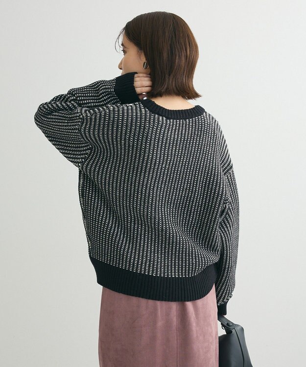 Green Parks ・ＥＬＥＮＣＡＲＥ　ＤＵＥ　タック編バイカラーニット Black