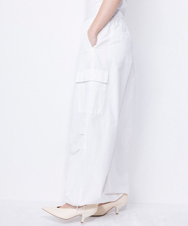 NAVE 【ReNave・セットアップ可/洗える】コットンリネンカルゼ  カーゴパンツ ホワイト系