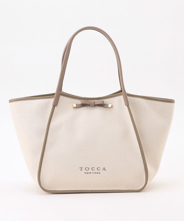 TOCCA 【A4サイズ対応】TRIM RIBBON CANVASTOTE トートバッグ ベージュ系