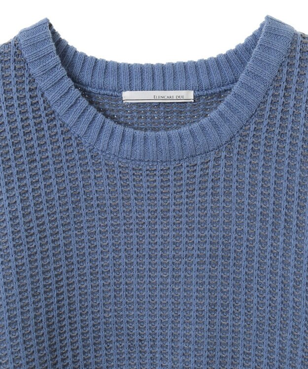 Green Parks ・ＥＬＥＮＣＡＲＥ　ＤＵＥ　タック編バイカラーニット Blue